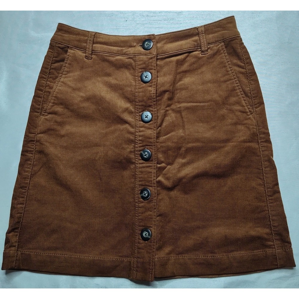 CABI Women Size 4 Brown Button Front 18.5" Corduroy Skirt EUC - Picture 2 of 14